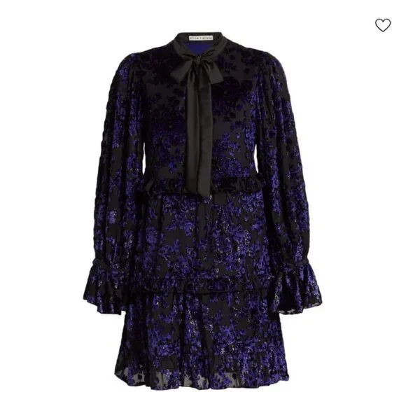 Alice + Olivia Moranne Ruffled Tiered Mini Dress in Midnight Blue NWT - Picture 5 of 10